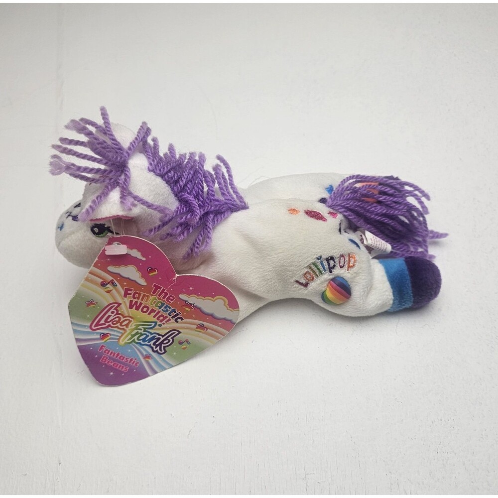 Lisa Frank Lollipop Unicorn fantastic beans Plush  White/Purple 1998